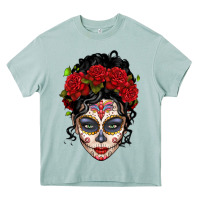 Arona mexican sugar skull messy bun woman Heavy Core Tee - LillyAllenDesigns