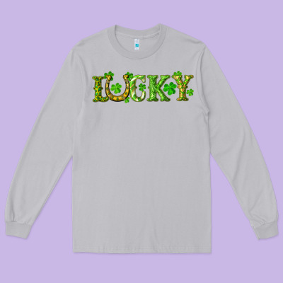St. Patrick's Day Lucky With Clovers And Horseshoe Long Sleeve Tee Designed By Ranaportraitstore