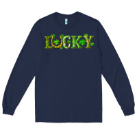 Navy st. patrick's day lucky with clovers and horseshoe Long Sleeve Tee - RanaPortraitStore