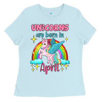 Baby Blue unicorns are born in april Ladies Tee - Jasminsmagicworld