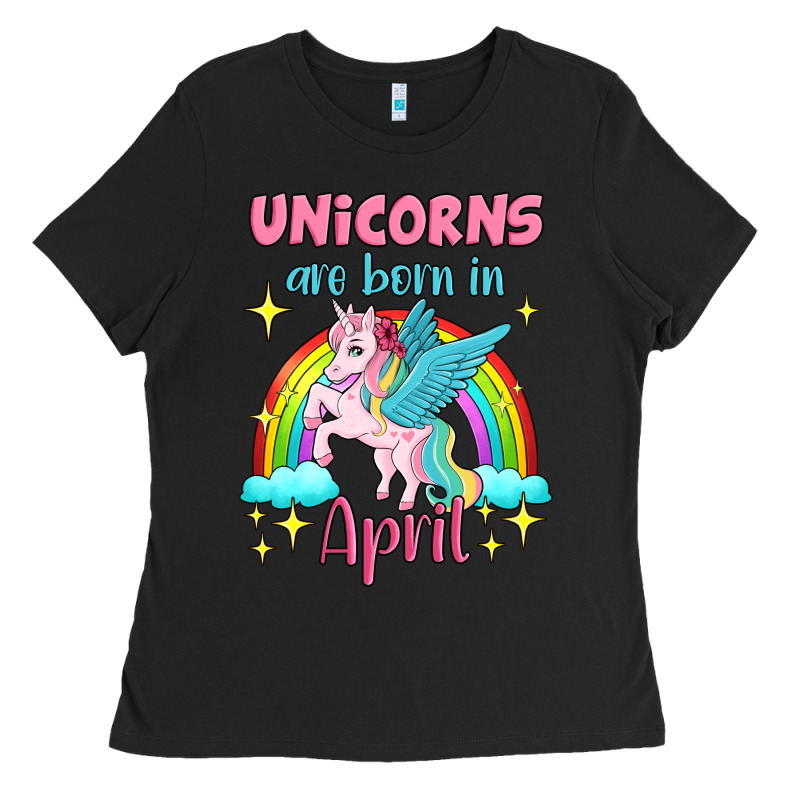 Unicorns Are Born In April Ladies Tee by Jasminsmagicworld | Teevron