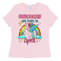 Bubblegum Pink unicorns are born in april Ladies Tee - Jasminsmagicworld