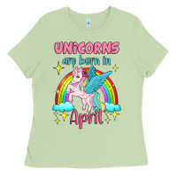 Matcha unicorns are born in april Ladies Tee - Jasminsmagicworld