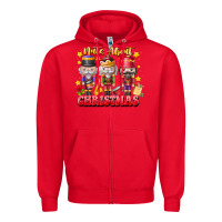 Red Nuts About Christmas Zipper Hoodie - CowhideDigitalArt