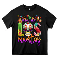 Black dia de los muertos Heavy Core Tee - LillyAllenDesigns