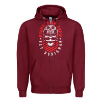 Burgundy Production Crew Set Designer Movie Film Halloween Skull Zipper Hoodie - minhPixels