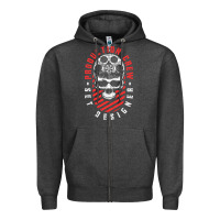 Charcoal Heather Production Crew Set Designer Movie Film Halloween Skull Zipper Hoodie - minhPixels