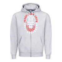 Heather Grey Production Crew Set Designer Movie Film Halloween Skull Zipper Hoodie - minhPixels