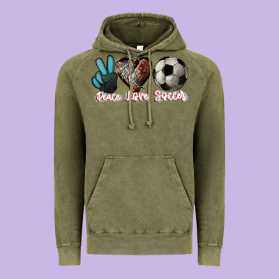 Peace Love Soccer Vintage Hoodie Designed By Howdyjamesfarm