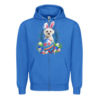 True Royal Bunny Maltese With Egg Basket Easter Flower Hunting Egg Zipper Hoodie - minhPixels