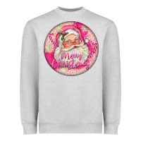 Heather Grey Pink Merry Christmas Santa Heavyweight Sweatshirt - FaDigitalArtStudio