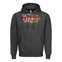 Charcoal Heather Christmas Dog Coffee Zipper Hoodie - CowhideDigitalArt