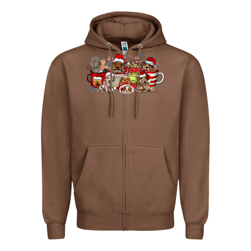 Christmas Dog Coffee Zipper Hoodie by CowhideDigitalArt | Teevron