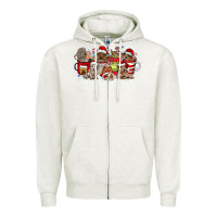 Oatmeal Heather Christmas Dog Coffee Zipper Hoodie - CowhideDigitalArt