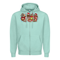 Seafoam Christmas Dog Coffee Zipper Hoodie - CowhideDigitalArt