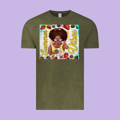 Summer Vibes Afro Kid Vintage Tee Designed By Tumblerdesignbyshophia