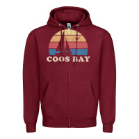 Burgundy Coos Bay Or Vintage Sailboat 70S Throwback Sunset Zipper Hoodie - minhPixels