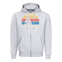 Heather Grey Coos Bay Or Vintage Sailboat 70S Throwback Sunset Zipper Hoodie - minhPixels