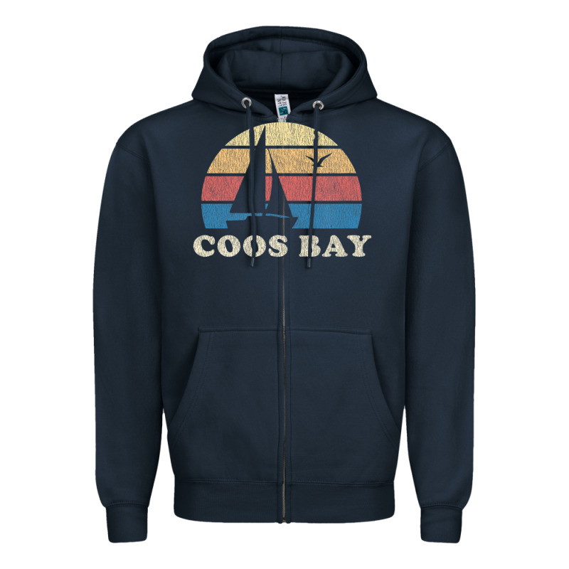 Coos Bay Or Vintage Sailboat 70s Throwback Sunset Zipper Hoodie by minhPixels | Teevron