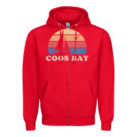Red Coos Bay Or Vintage Sailboat 70S Throwback Sunset Zipper Hoodie - minhPixels
