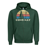 Sports Green Coos Bay Or Vintage Sailboat 70S Throwback Sunset Zipper Hoodie - minhPixels