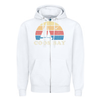 White Coos Bay Or Vintage Sailboat 70S Throwback Sunset Zipper Hoodie - minhPixels
