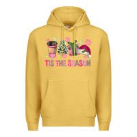 Antique Gold Pink Christmas Tis The Season Premium Hoodie - FaDigitalArtStudio