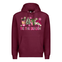 Burgundy Pink Christmas Tis The Season Premium Hoodie - FaDigitalArtStudio