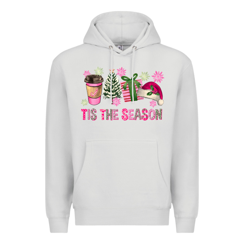 Pink Christmas Tis The Season Premium Hoodie by FaDigitalArtStudio | Teevron