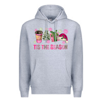 Heather Grey Pink Christmas Tis The Season Premium Hoodie - FaDigitalArtStudio