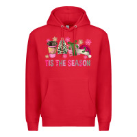 Red Pink Christmas Tis The Season Premium Hoodie - FaDigitalArtStudio