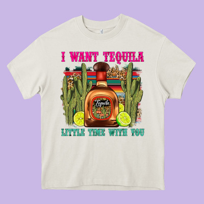 I Want Tequila Little Time With You Heavy Core Tee Designed By Lillyallendesigns