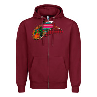 Burgundy Christmas Cowboy Zipper Hoodie - CowhideDigitalArt