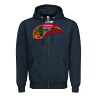 Navy Christmas Cowboy Zipper Hoodie - CowhideDigitalArt
