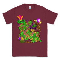Burgundy Louisiana map Mardi Gras Classic Tee - NancyCooperArtShop