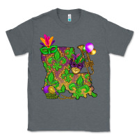 Charcoal Heather Louisiana map Mardi Gras Classic Tee - NancyCooperArtShop