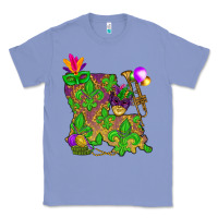 Colony Blue Louisiana map Mardi Gras Classic Tee - NancyCooperArtShop