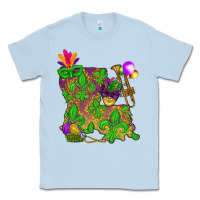 Dusty Blue Louisiana map Mardi Gras Classic Tee - NancyCooperArtShop