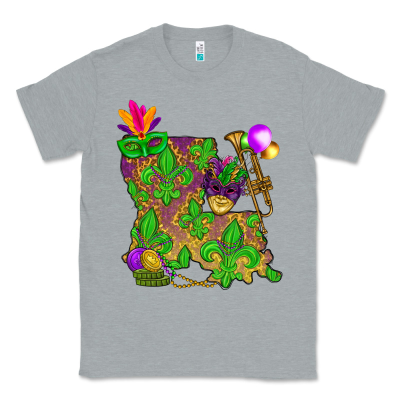 Louisiana Map Mardi Gras Classic Tee by NancyCooperArtShop | Teevron