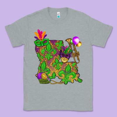Louisiana Map Mardi Gras Classic Tee Designed By Nancycooperartshop