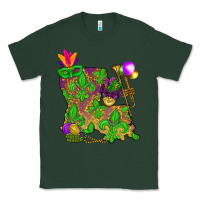 Sports Green Louisiana map Mardi Gras Classic Tee - NancyCooperArtShop