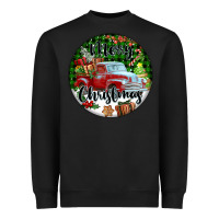 Black Merry Christmas Truck Heavyweight Sweatshirt - FaDigitalArtStudio