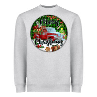 Heather Grey Merry Christmas Truck Heavyweight Sweatshirt - FaDigitalArtStudio