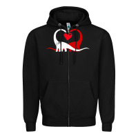 Black funny hearts love dinosaur valentine s day gift boys girls Zipper Hoodie - minhPixels
