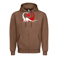 Chestnut funny hearts love dinosaur valentine s day gift boys girls Zipper Hoodie - minhPixels