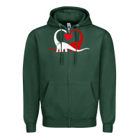 Sports Green funny hearts love dinosaur valentine s day gift boys girls Zipper Hoodie - minhPixels