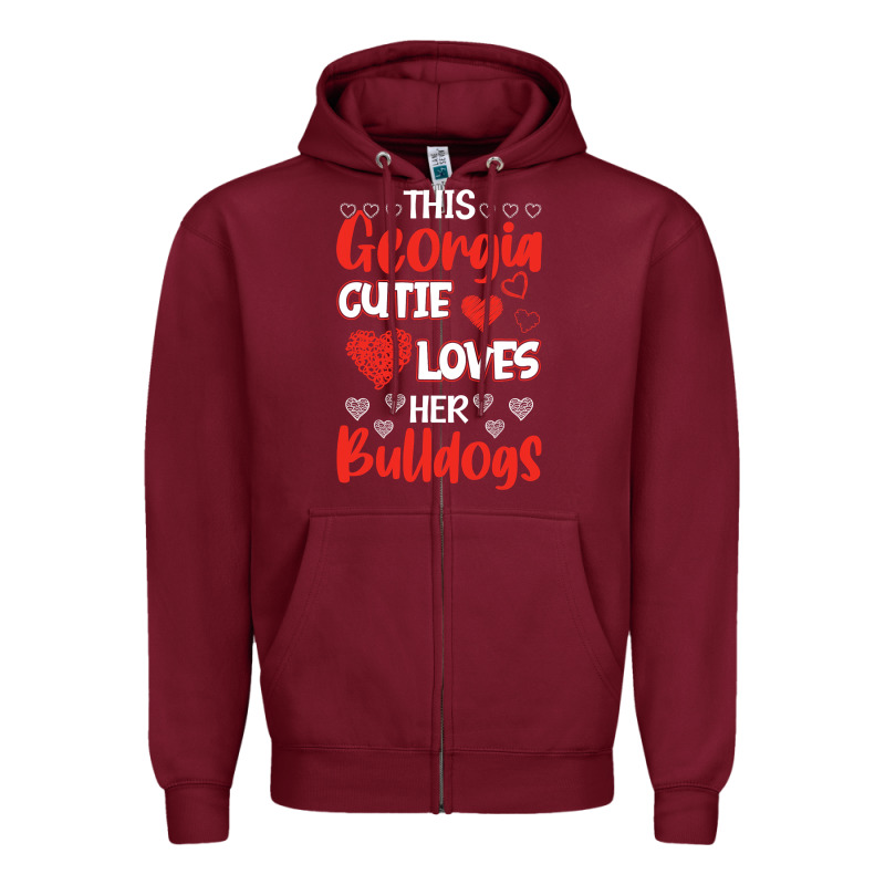 This Georgia Cutie Loves Her Bulldogs Fun Football Zipper Hoodie by minhPixels | Teevron