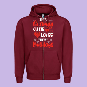 This Georgia Cutie Loves Her Bulldogs Fun Football Zipper Hoodie Designed By Minhpixels