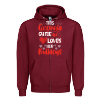Burgundy this georgia cutie loves her bulldogs fun football Zipper Hoodie - minhPixels