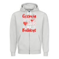 Dove Grey this georgia cutie loves her bulldogs fun football Zipper Hoodie - minhPixels